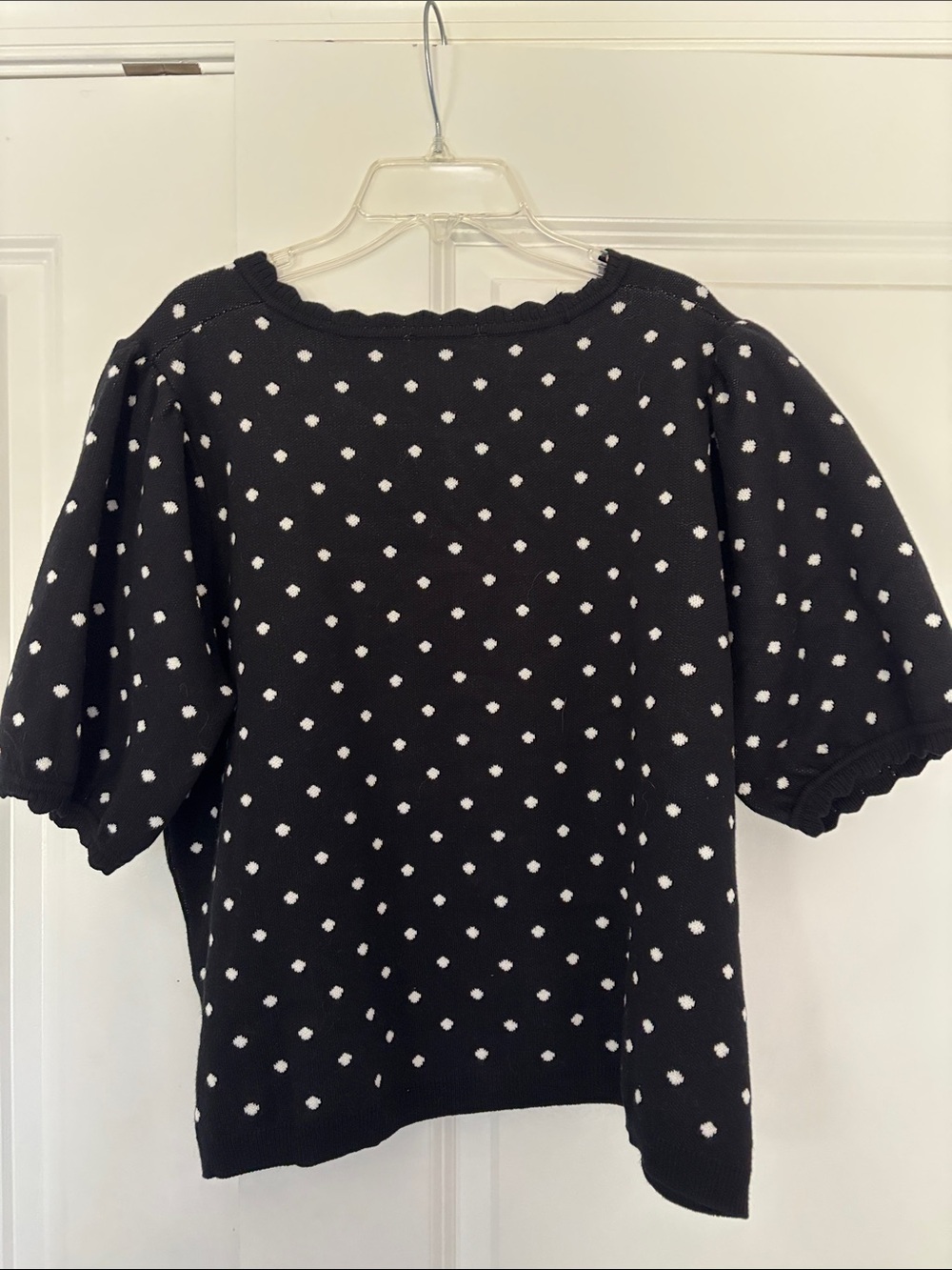 Adrianna Papell Black Cardigan with White Dot Accents - Picture 3 of 3